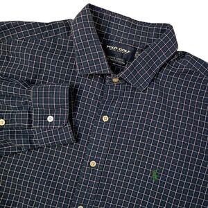 Polo Ralph Lauren Estate Sport Shirt‎ Mens XXL Blue Tattersall Plaid Green Pony